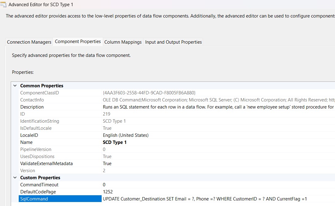 Type 1 Update OLE DB Command